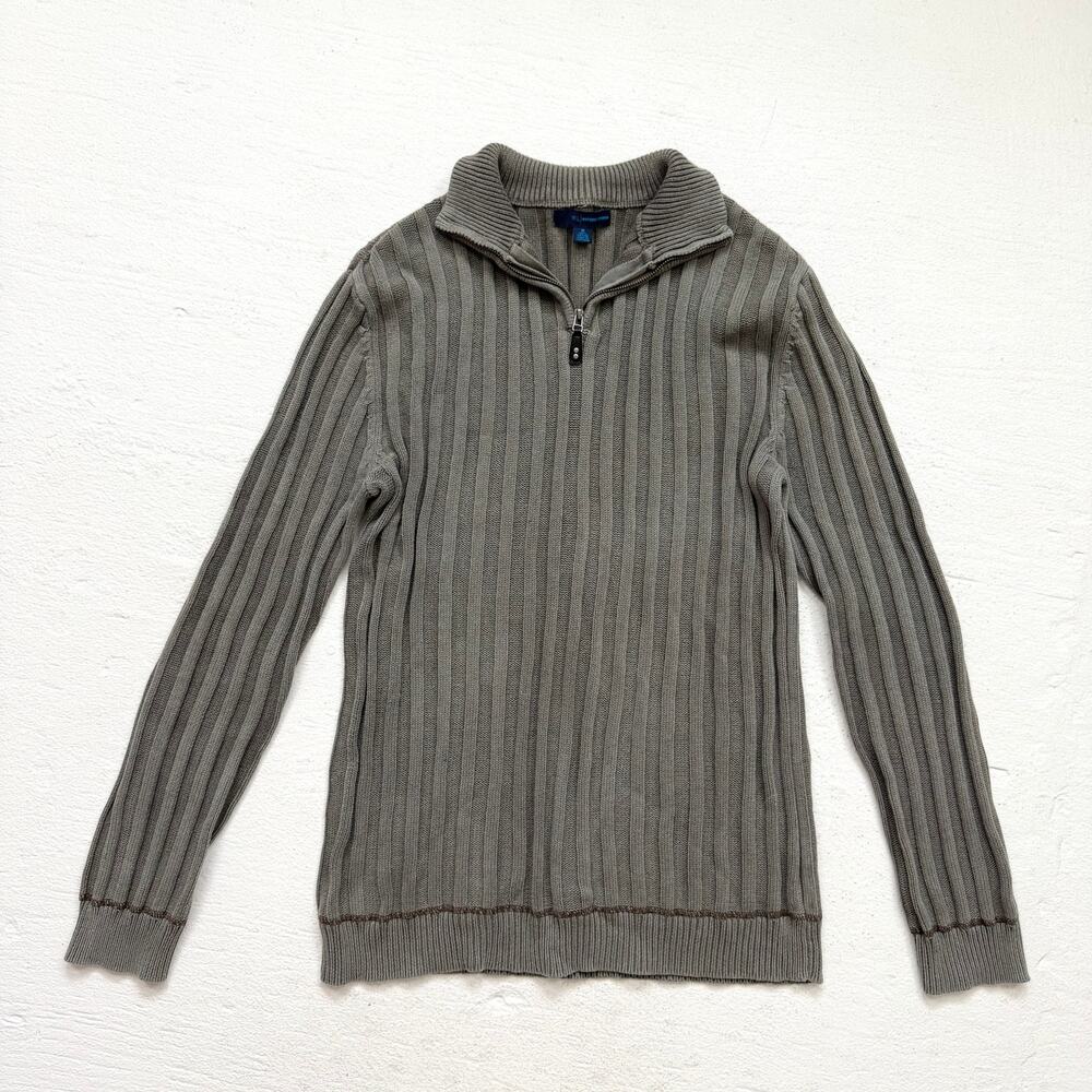 Material London Ribbed Quarter Zip Sweater, Size Medium